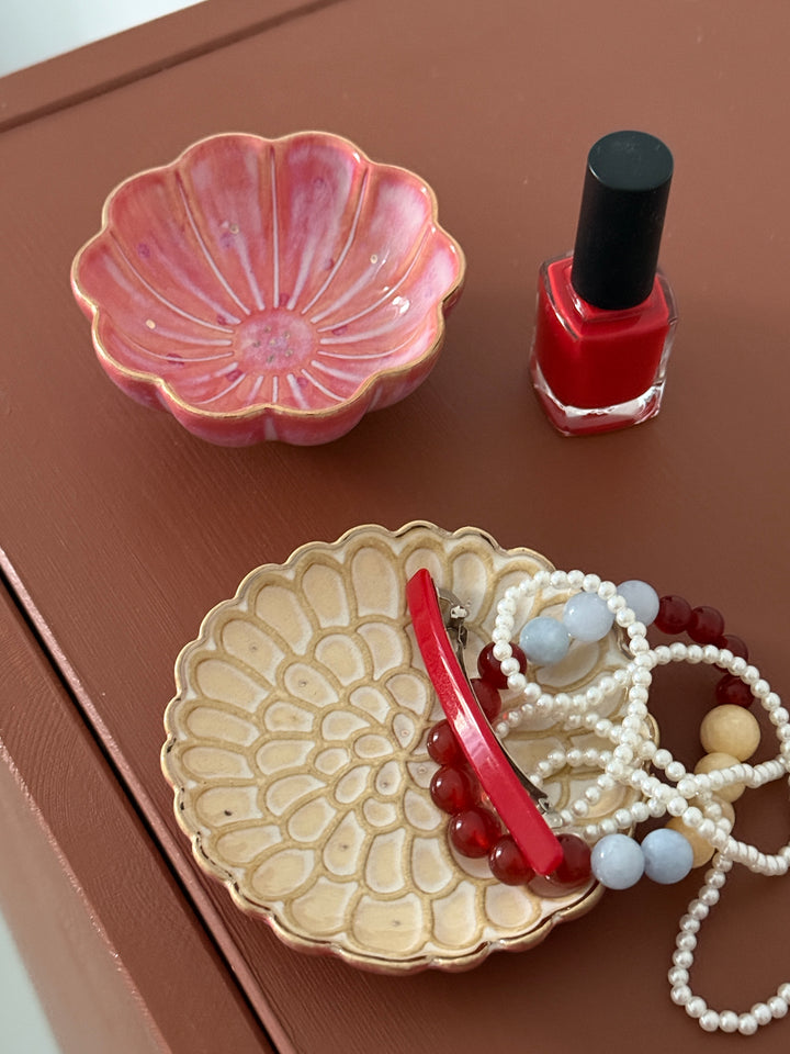 EDA Lille Porcelænsfad (10x10x1,7cm) Sand/Pink