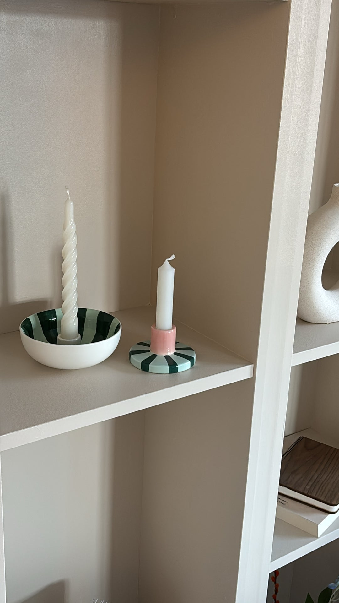 Rund Lysestage ECLIN i Blå & Grøn (Ø13,3 x 5cm)