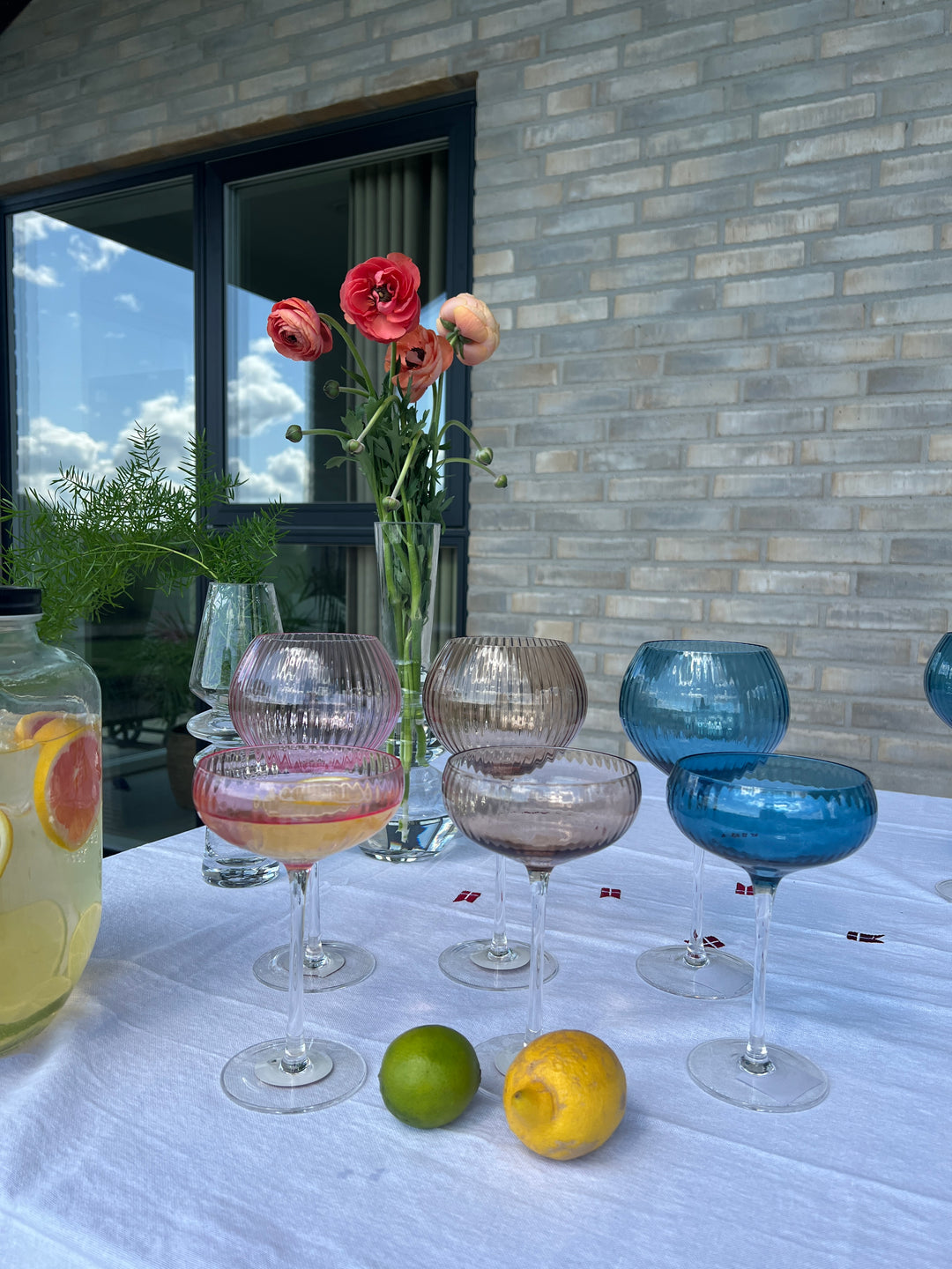 Cocktail Glas AILEEN  Blå m. Transparent Stem