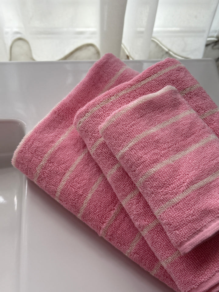 Vaskeklud  Rosa og Creme Stribe BESS  (30x30cm)