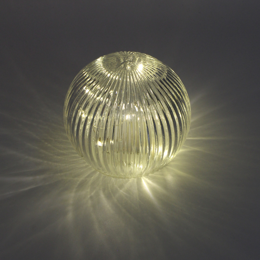 Stor Glas Kugle m. LED (12x10cm)