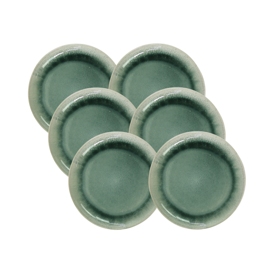6 stk. ASTA Frokosttallerkener m/løbeglasur i Grøn (Ø17cm)