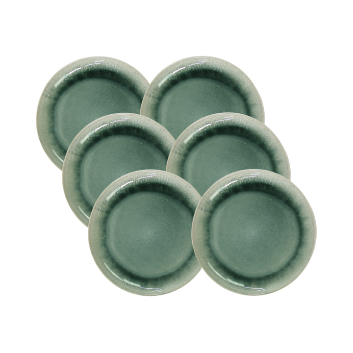 6 stk. ASTA Frokosttallerkener m/løbeglasur i Grøn (Ø17cm)
