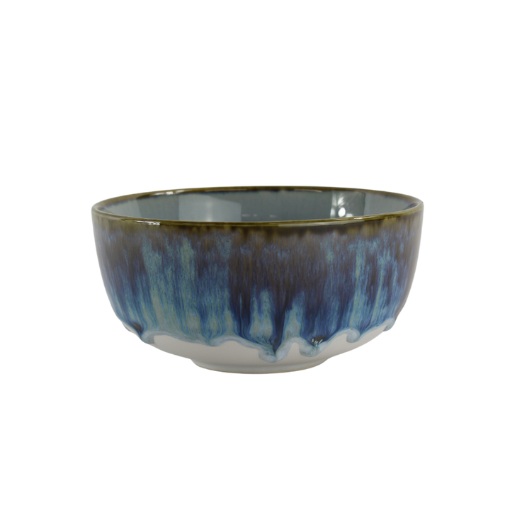 6 stk. Asta Skåle i Blå m. Løbeglasur