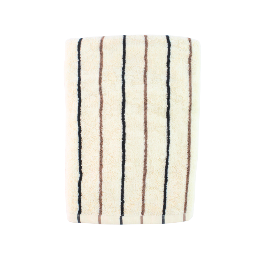 Håndklæde m Creme Brun og Grå Stribe FRIDO(70x140cm)