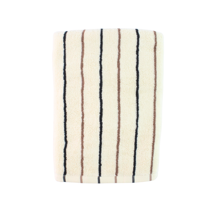 Håndklæde m Creme Brun og Grå Stribe FRIDO(70x140cm)
