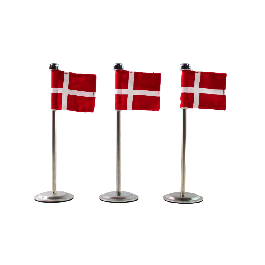 Bordflag dannebrog pk/3 stk, 20cm metal