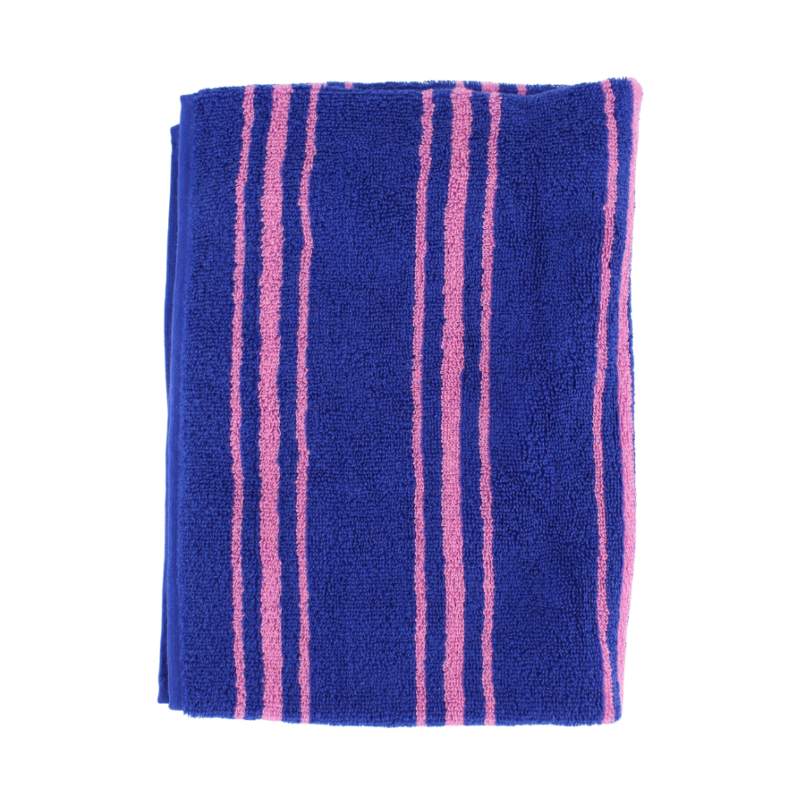 CALIN Badehåndklæde (70x140cm) blå m/ pink stribe