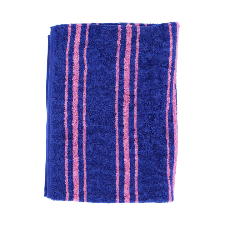CALIN Badehåndklæde (70x140cm) blå m/ pink stribe
