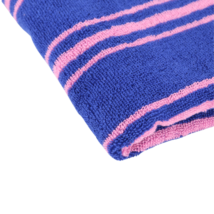 CALIN Badehåndklæde (70x140cm) blå m/ pink stribe