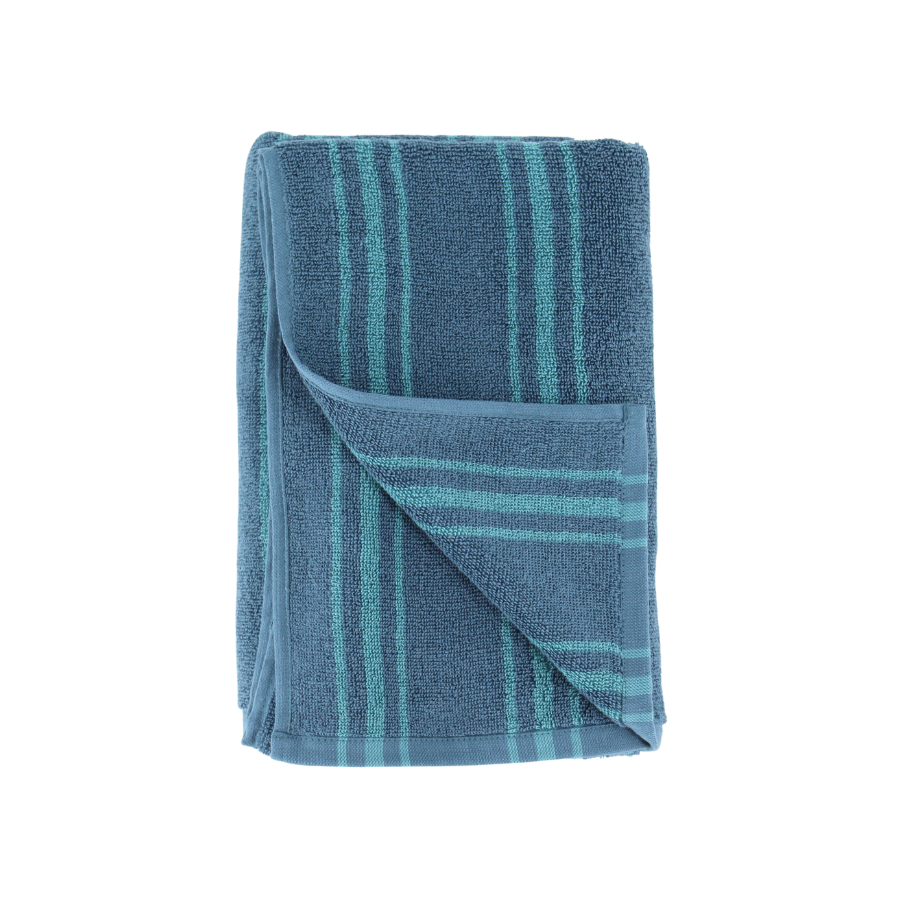 COREY Håndklæde (50x100cm) mørkeblå m/ lyseblå stribe