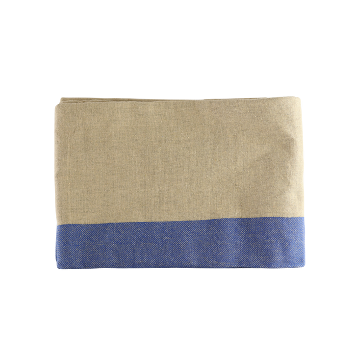 Dug (140x220cm) Ecru Malange m. Blå Stribe