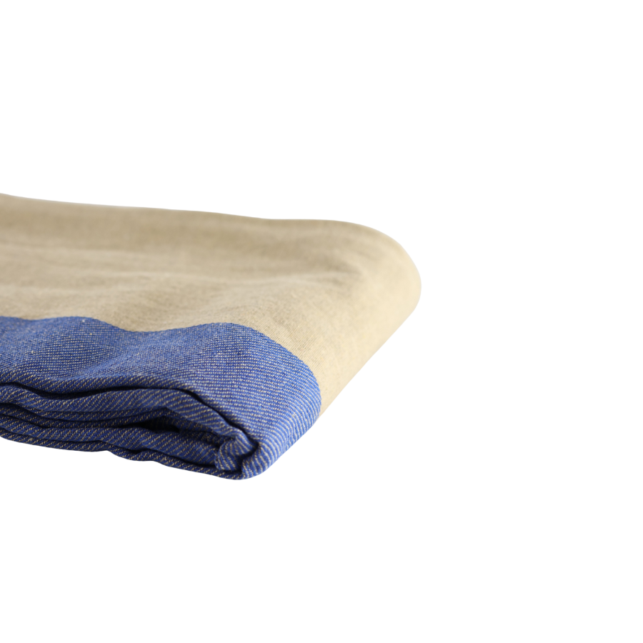 Dug (140x220cm) Ecru Malange m. Blå Stribe