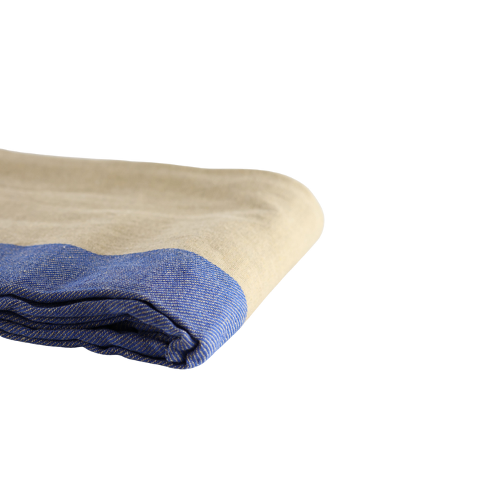 Dug (140x220cm) Ecru Malange m. Blå Stribe