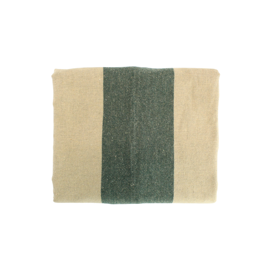 Dug (140x220cm) Ecru Malange m. Grøn Stribe