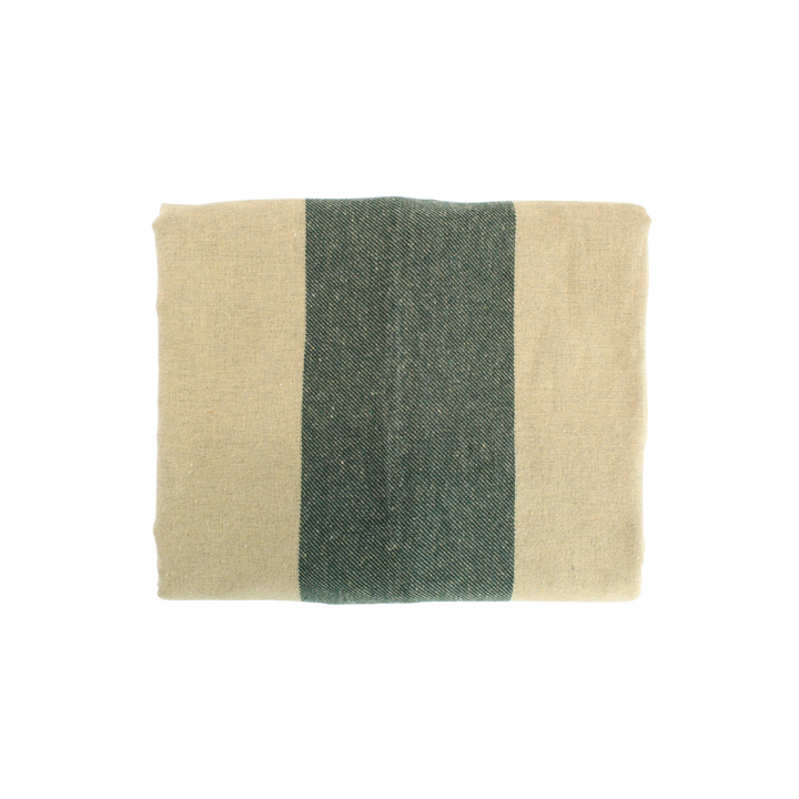 Dug (140x220cm) Ecru Malange m. Grøn Stribe