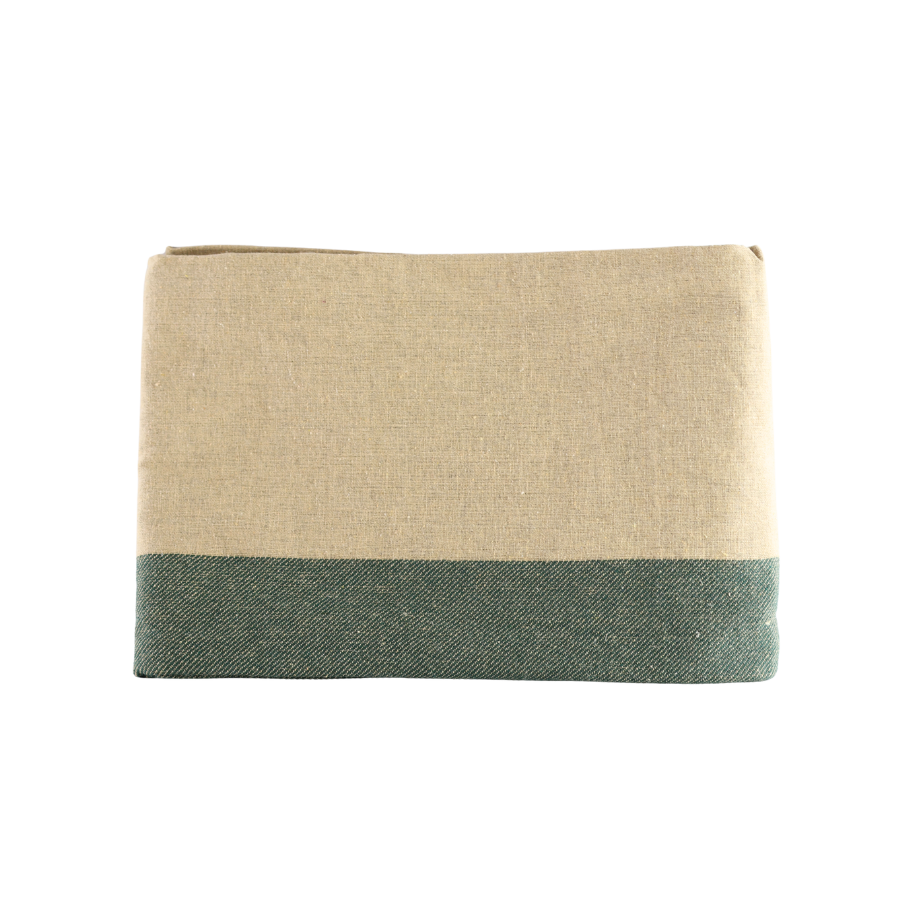 Dug (140x220cm) Ecru Malange m. Grøn Stribe