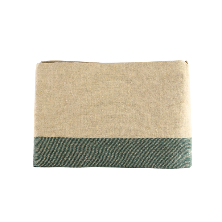 Dug (140x220cm) Ecru Malange m. Grøn Stribe