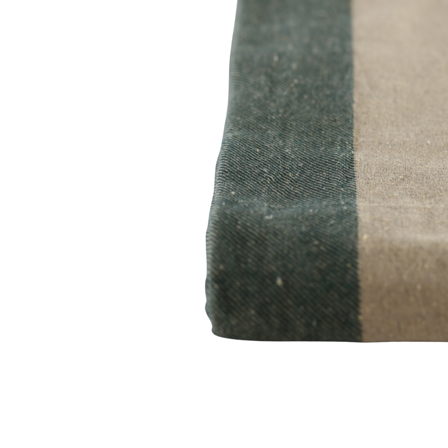 Dug (140x220cm) Ecru Malange m. Grøn Stribe