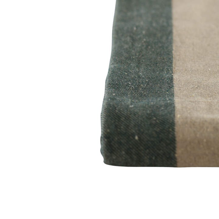 Dug (140x220cm) Ecru Malange m. Grøn Stribe