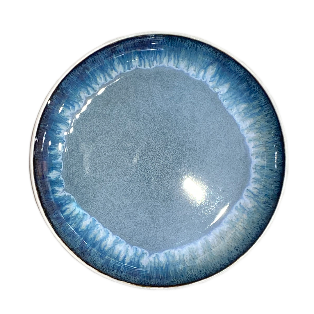 6 stk. Asta Frokosttallerkener m. Løbeglasur i Blå (Ø18cm)