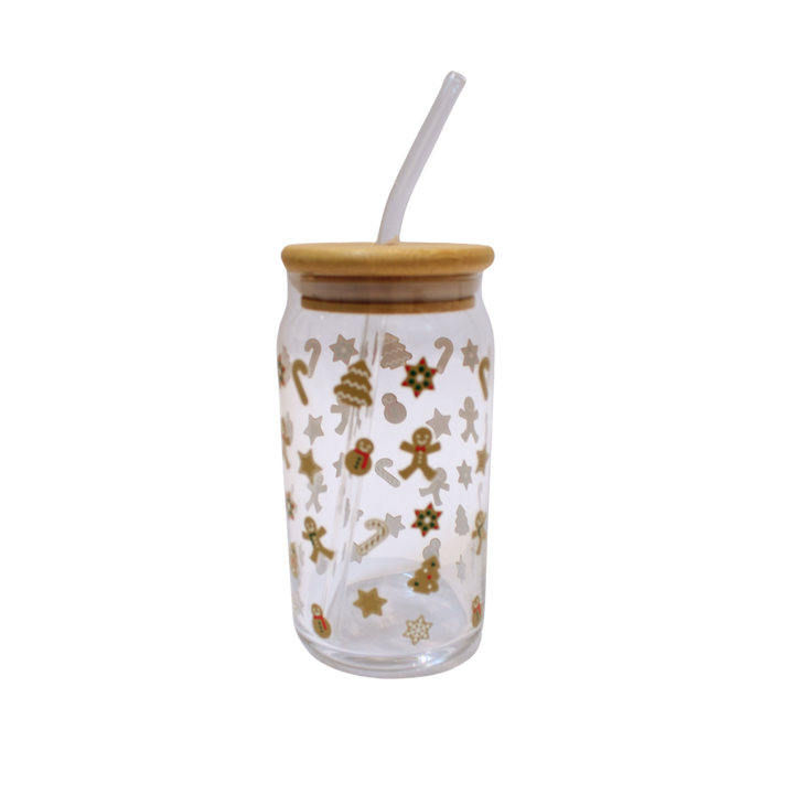 Glas m Sugerør Kagemand Design (450ml)