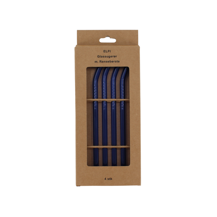 ELFI Glassugerør med Rensebørste (4stk) Blå