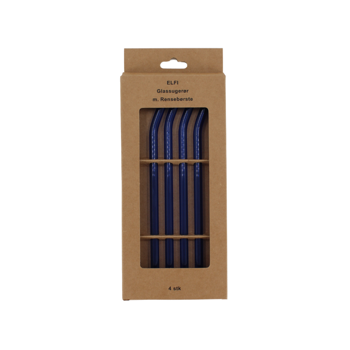 ELFI Glassugerør med Rensebørste (4stk) Blå