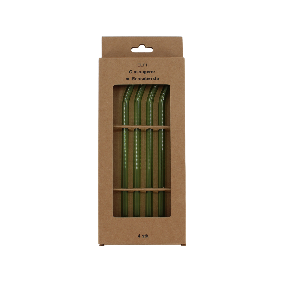 ELFI Glassugerør med Rensebørste (4stk) Grøn