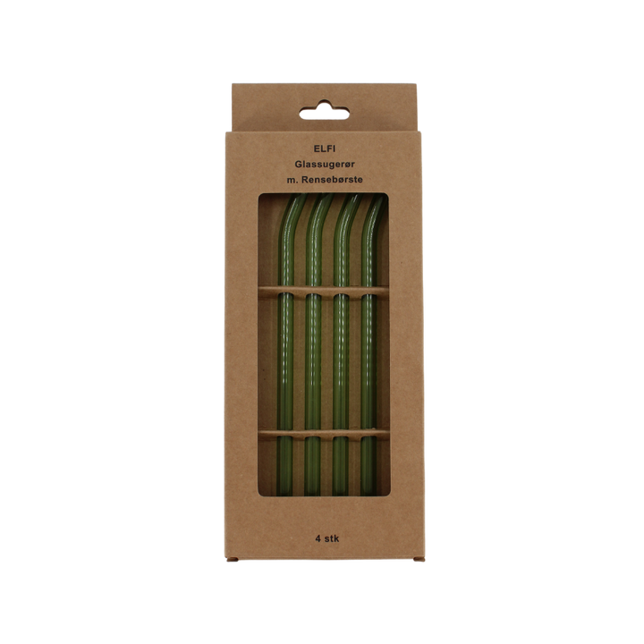 ELFI Glassugerør med Rensebørste (4stk) Grøn