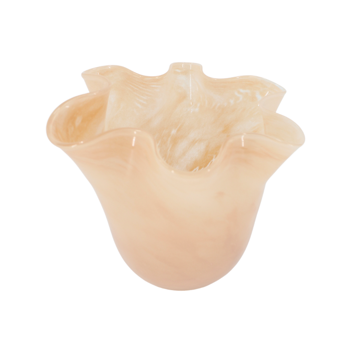 Glasvase m/folder, cremefarvet