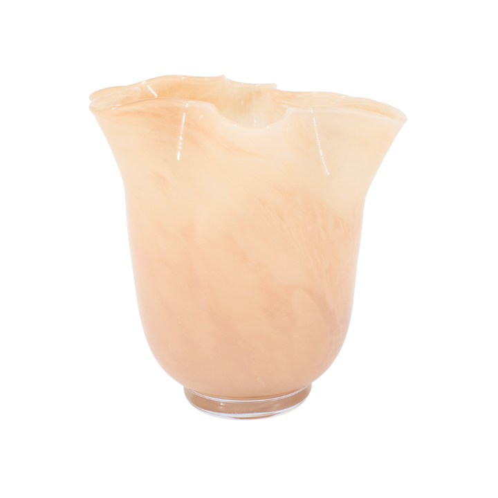 Glasvase m/folder, cremefarvet