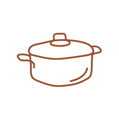 Stregtegning af gryde der illustrerer kategorien "alt til køkkenet"