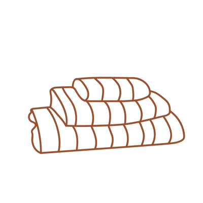 Stregtegning af håndklæder der illustrerer kategorien "alt til badeværelset"