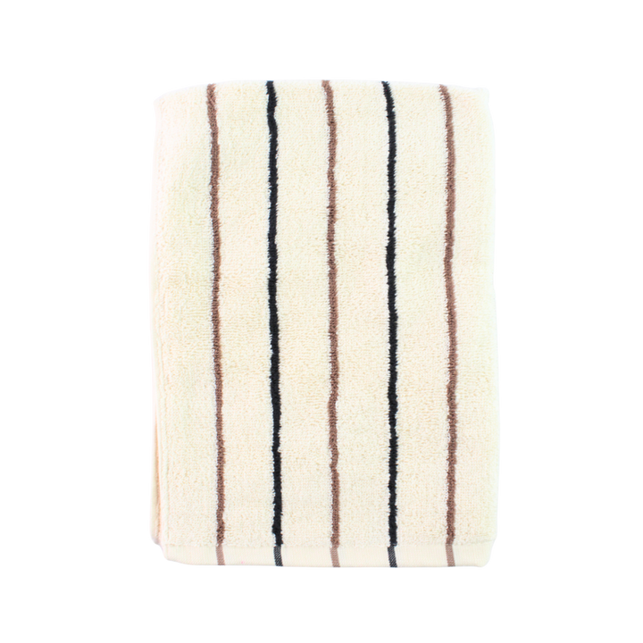 Håndklæde m Creme, Brun og Grå Stribe FRIDO (50x100cm)