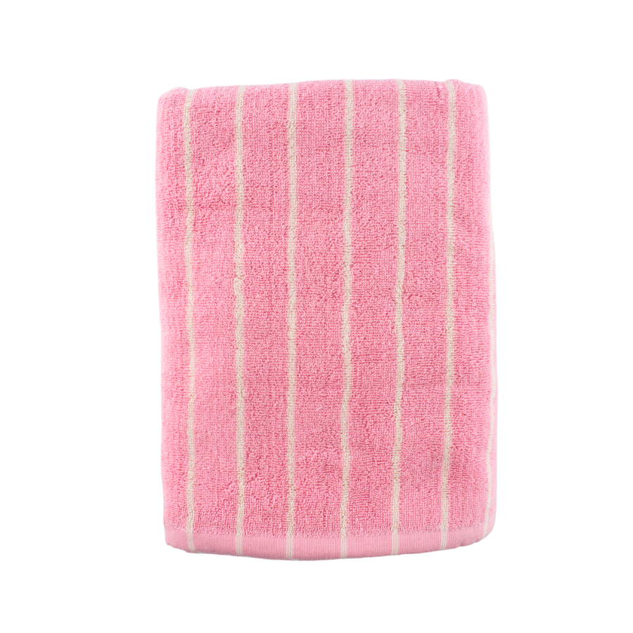 Badehåndklæde m Rosa og Creme Stribe BESS (70x140cm)