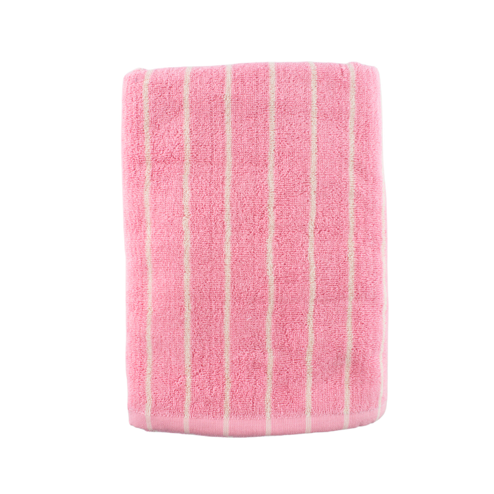 Badehåndklæde m Rosa og Creme Stribe BESS (70x140cm)