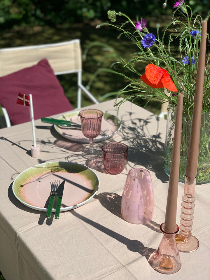 6 stk. ASTA Tallerkener i Rosa m. Løbeglasur (Ø17cm)