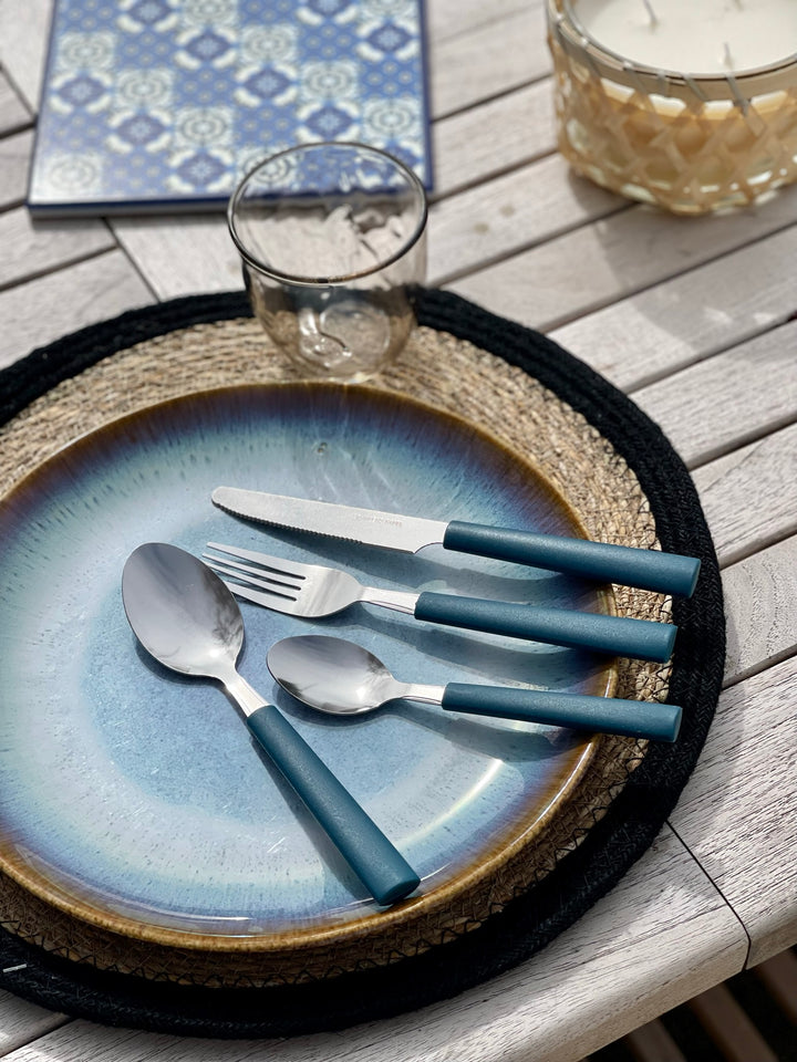 6 stk. Asta Frokosttallerkener m. Løbeglasur i Blå (Ø18cm)