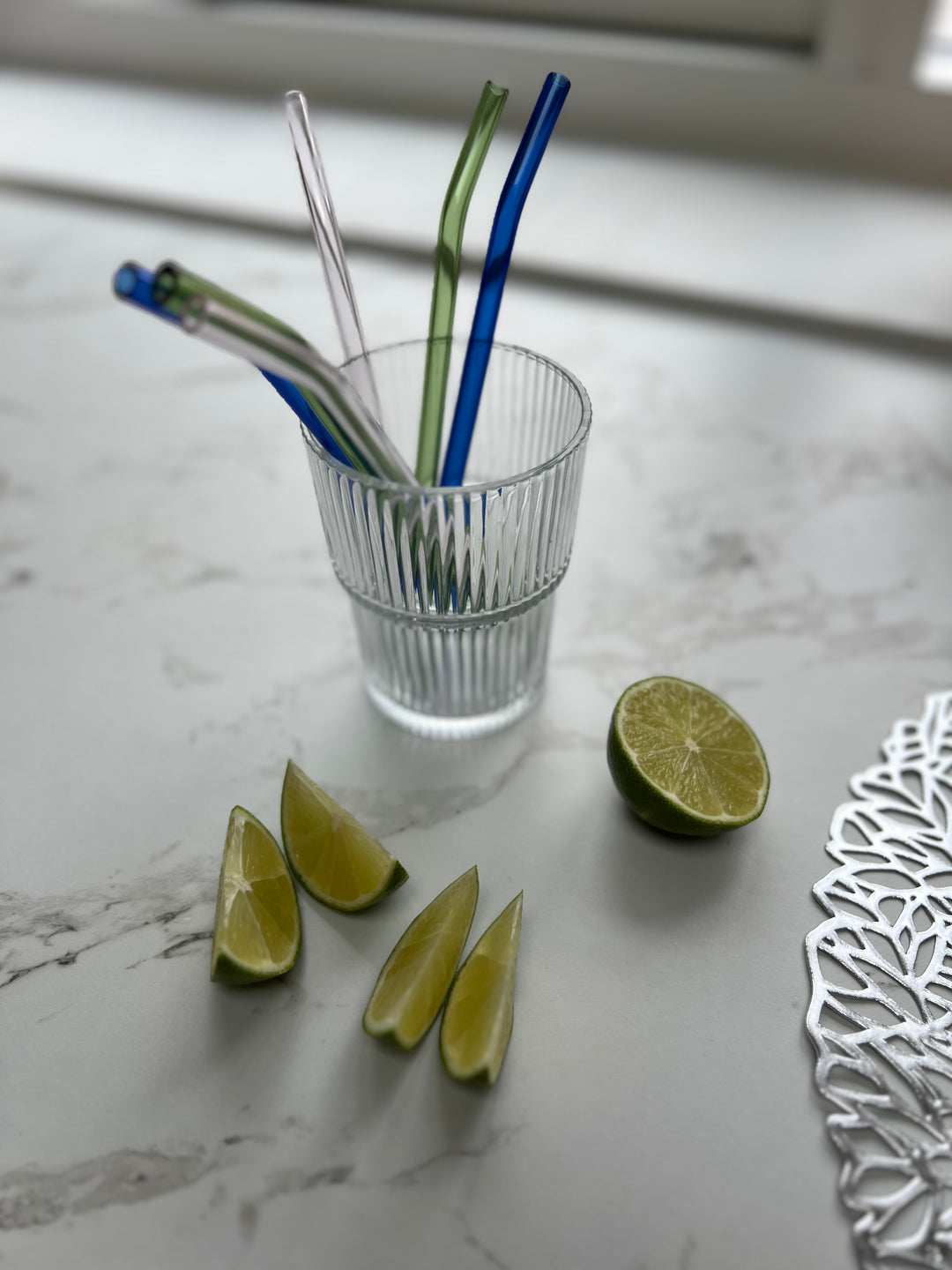 ELFI Glassugerør med Rensebørste (4stk) Blå