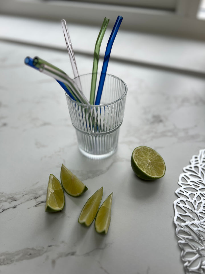 ELFI Glassugerør med Rensebørste (4stk) Blå