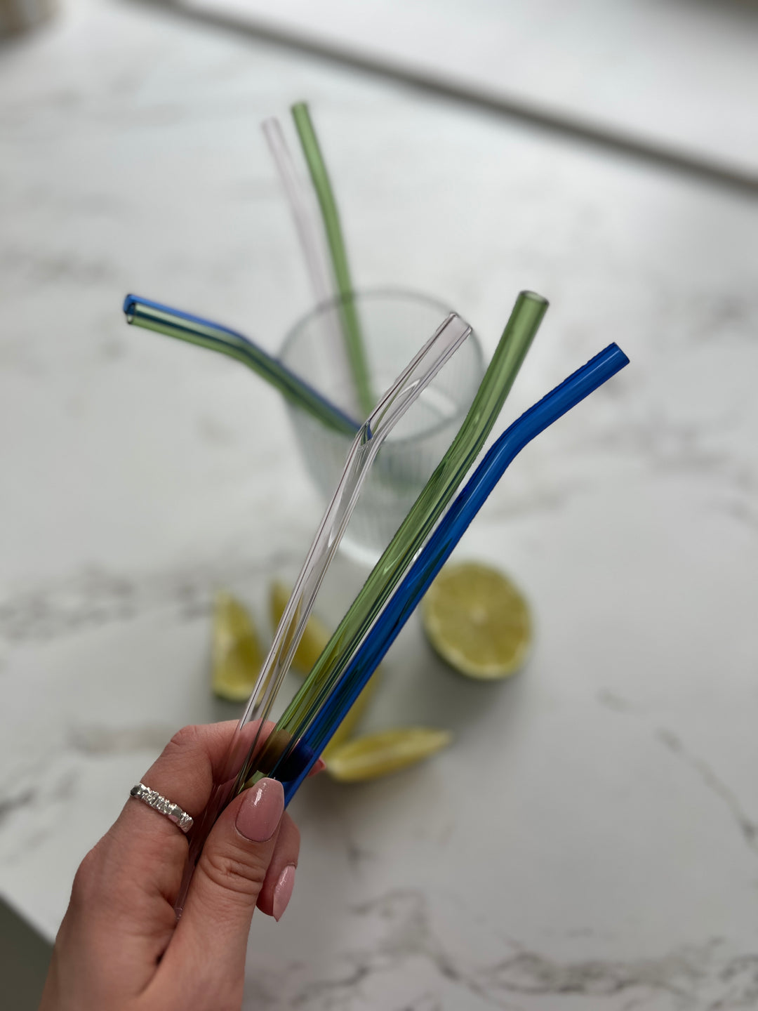 ELFI Glassugerør med Rensebørste (4stk) Grøn