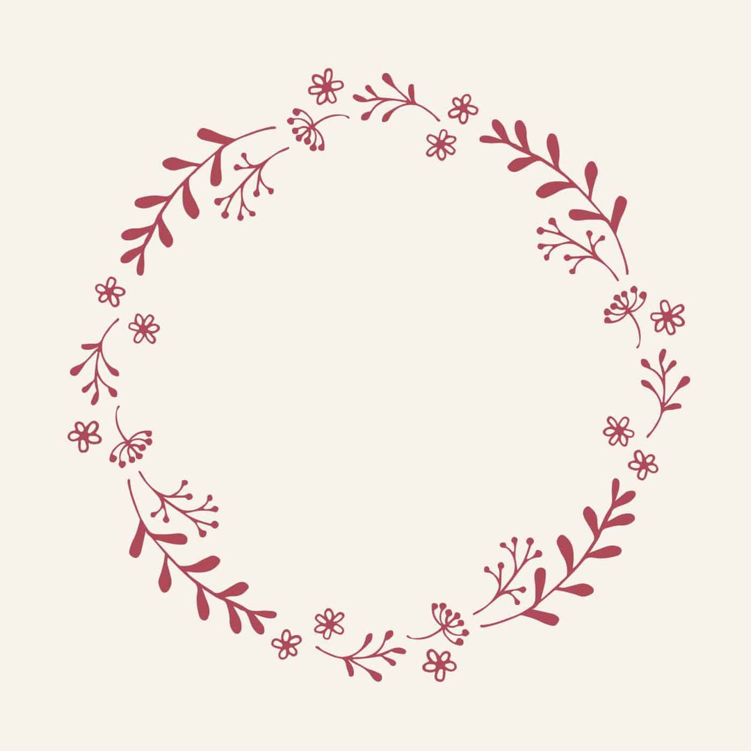 Servietter. w/Red Flower Wreath. 50stk.