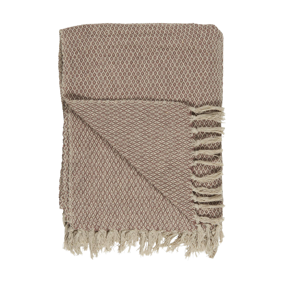 Ib Laursen - Plaid m. Ruder i Creme & Brun (130x160 cm)