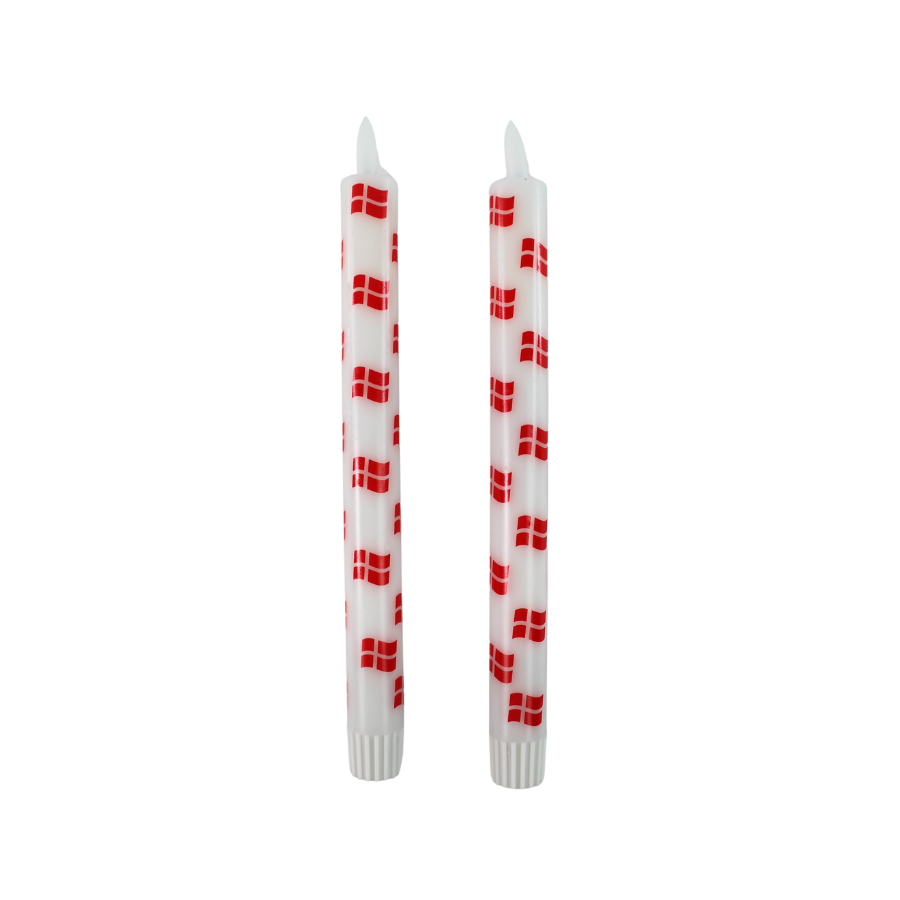 Kronelys 3D Flamme m. Flag 2 stk (24,5cm)
