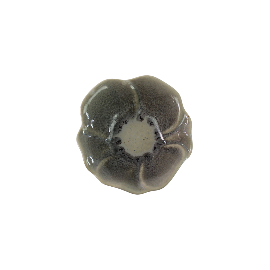 Lille Skål CAHID  i Blomst design (10x10x3cm) Creme/Grå