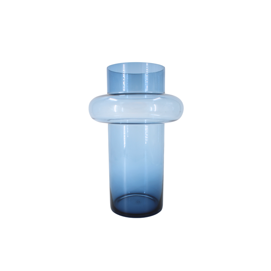Lyngby Tube Vase (H:25cm). Dark Blue