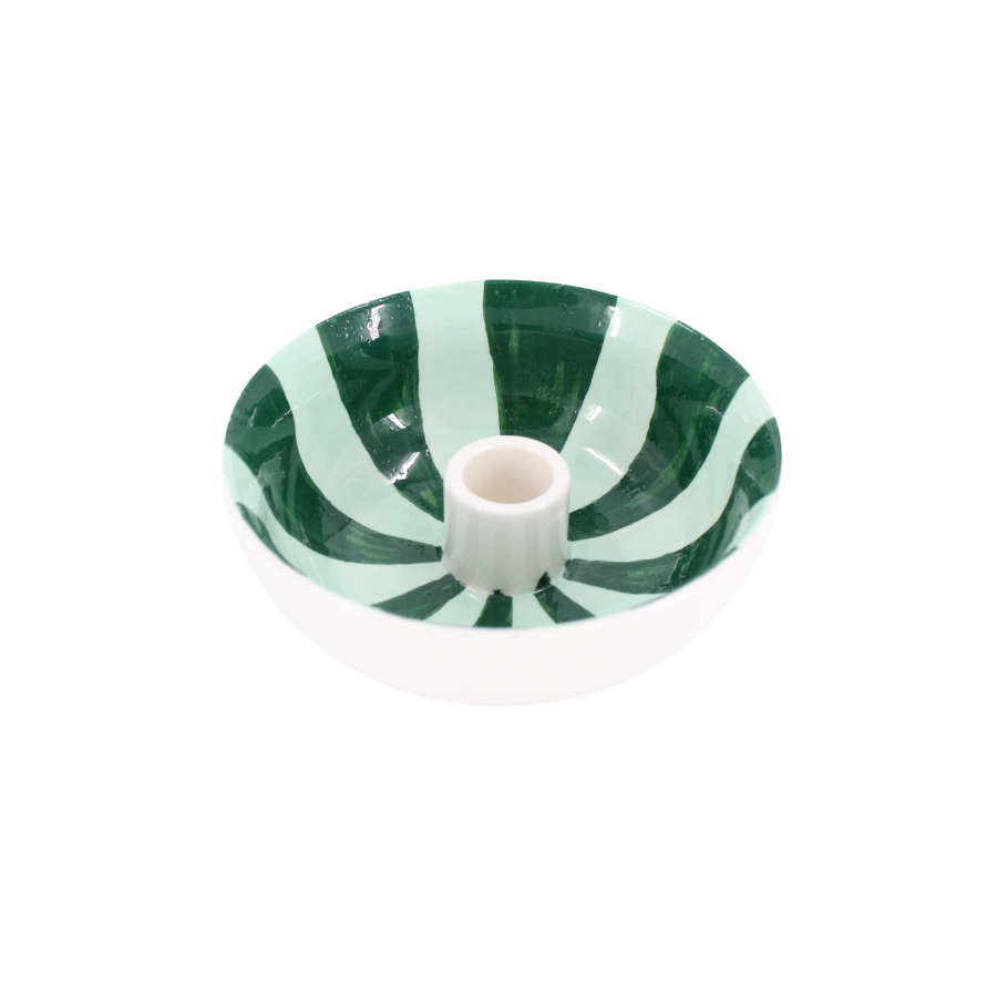 Rund Lysestage ECLIN i Blå & Grøn (Ø13,3 x 5cm)