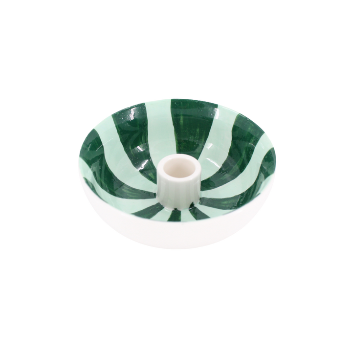 Rund Lysestage ECLIN i Blå & Grøn (Ø13,3 x 5cm)