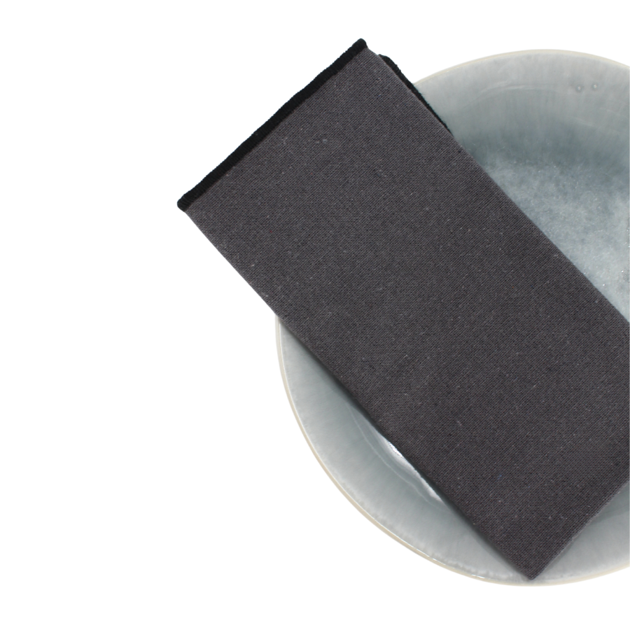 Stofserviet ( 40x40cm) Grå m. Sort Kant